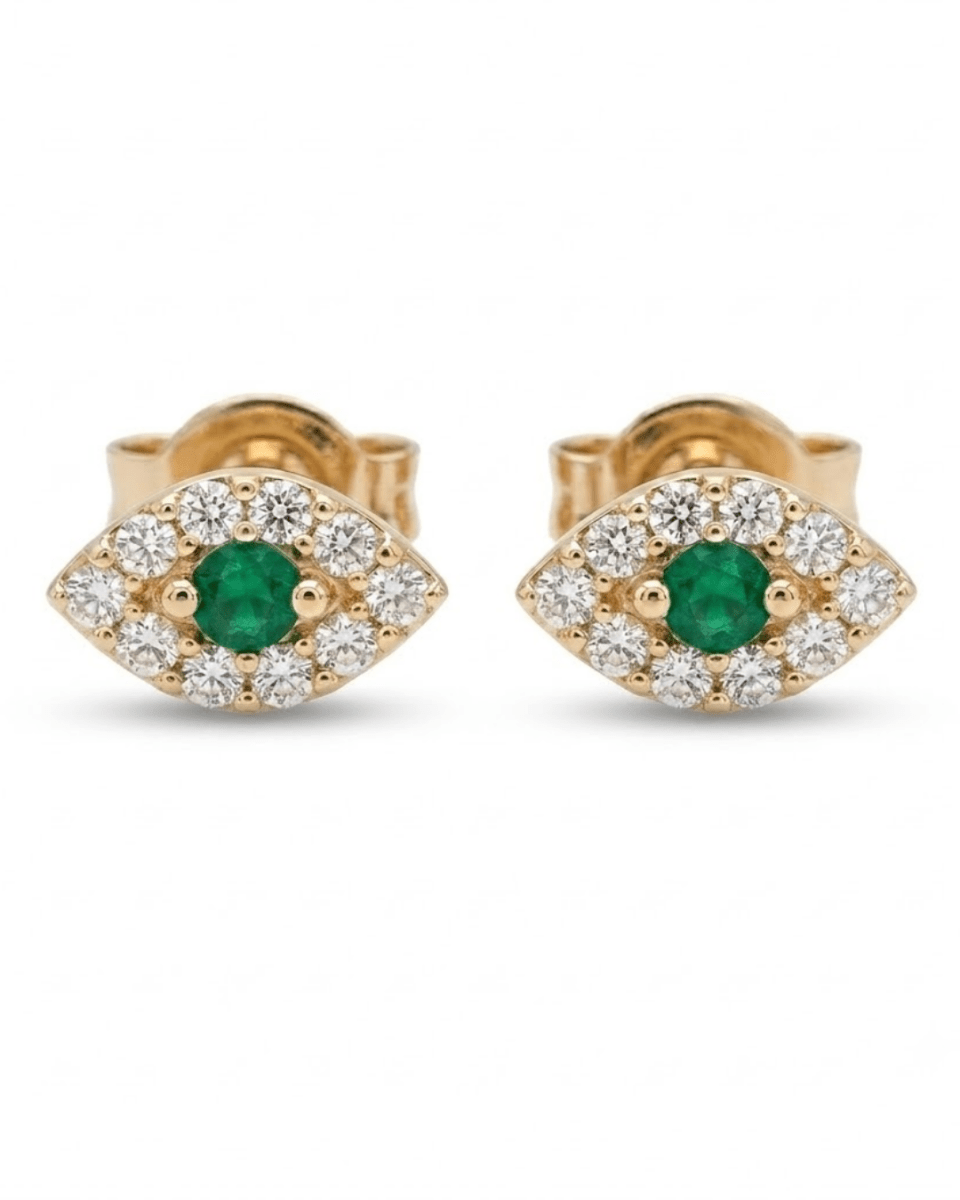 Emerald Stud Earrings in Yellow Gold (210-01647)
