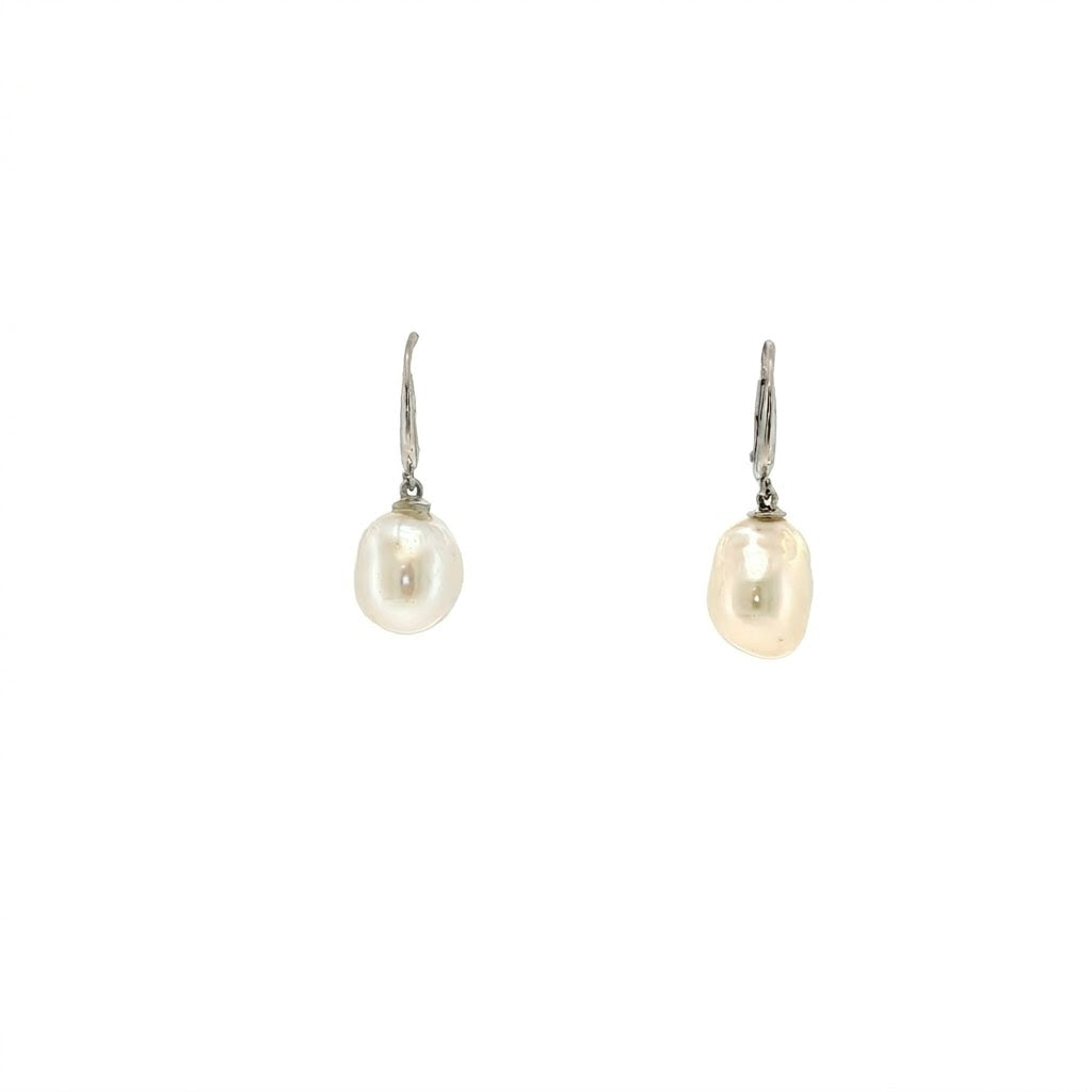 Vardy's Collection Fresh Water Pearl Drop Earrings in 14K White Gold - My Store
