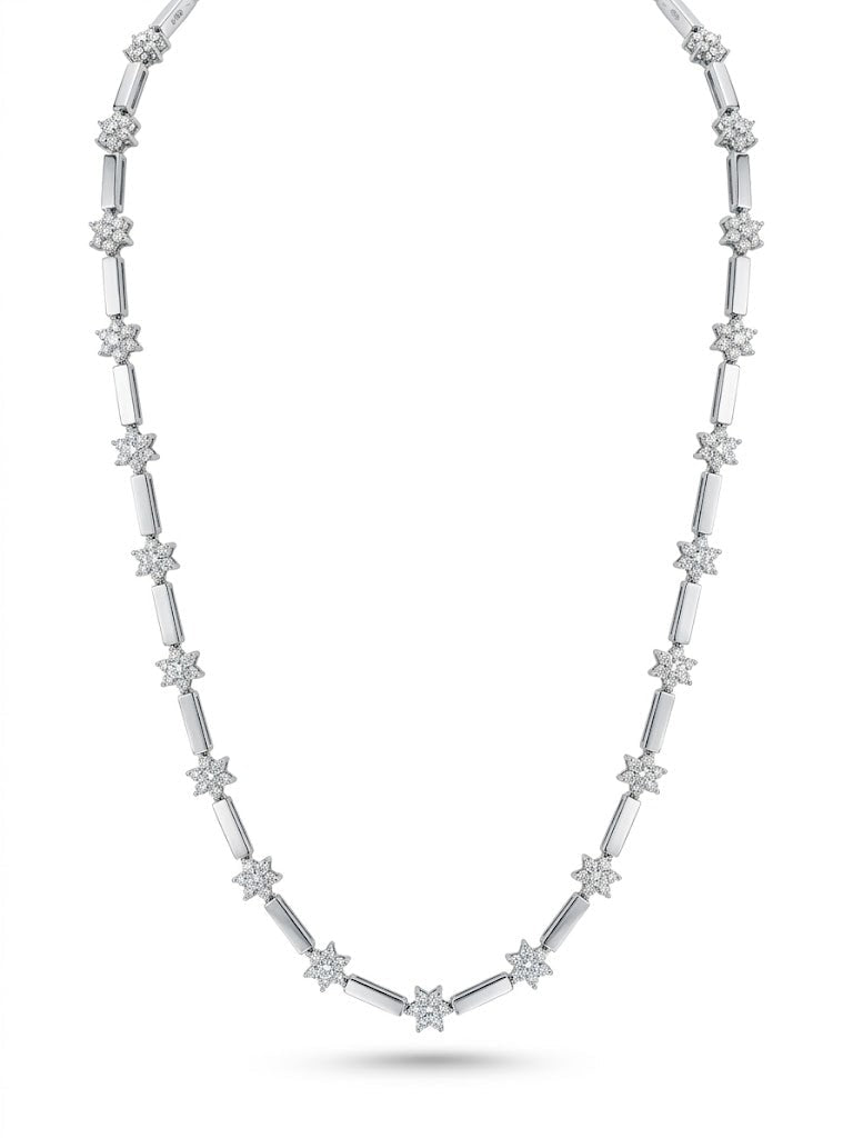 Flower Diamond Necklace in White Gold (165-33420)