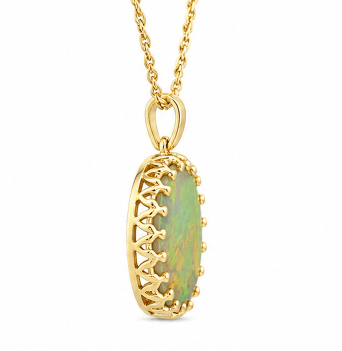 Free Form Cabochon Opal Pendant in Yellow gold (230-01417)
