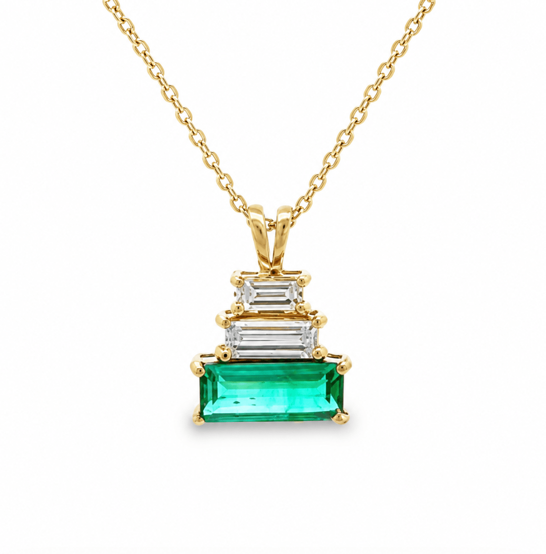 Free Form Emerald Pendant in Yellow Gold (230-01483)