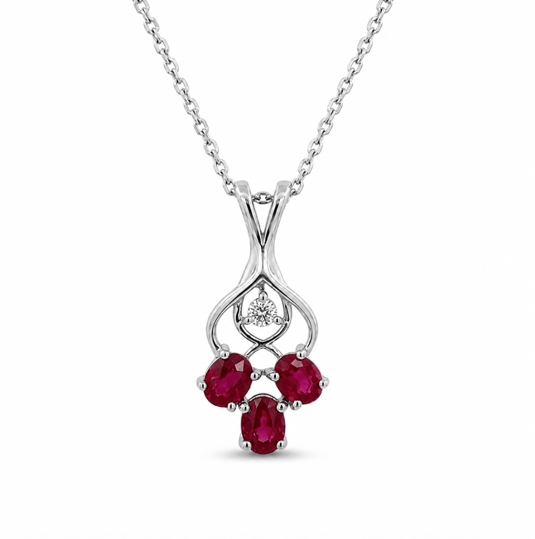 Free Form Ruby Pendant in white gold (230-01456)