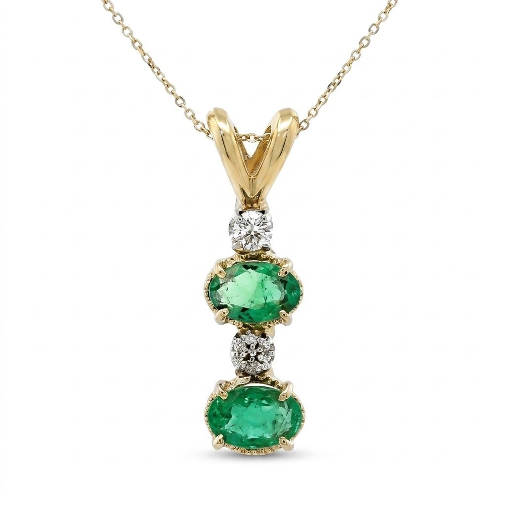 Freeform Pendant with Oval Emeralds and Diamonds (230 - 01429)