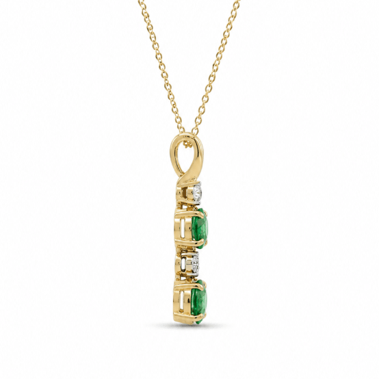 Freeform Pendant with Oval Emeralds and Diamonds (230-01429)