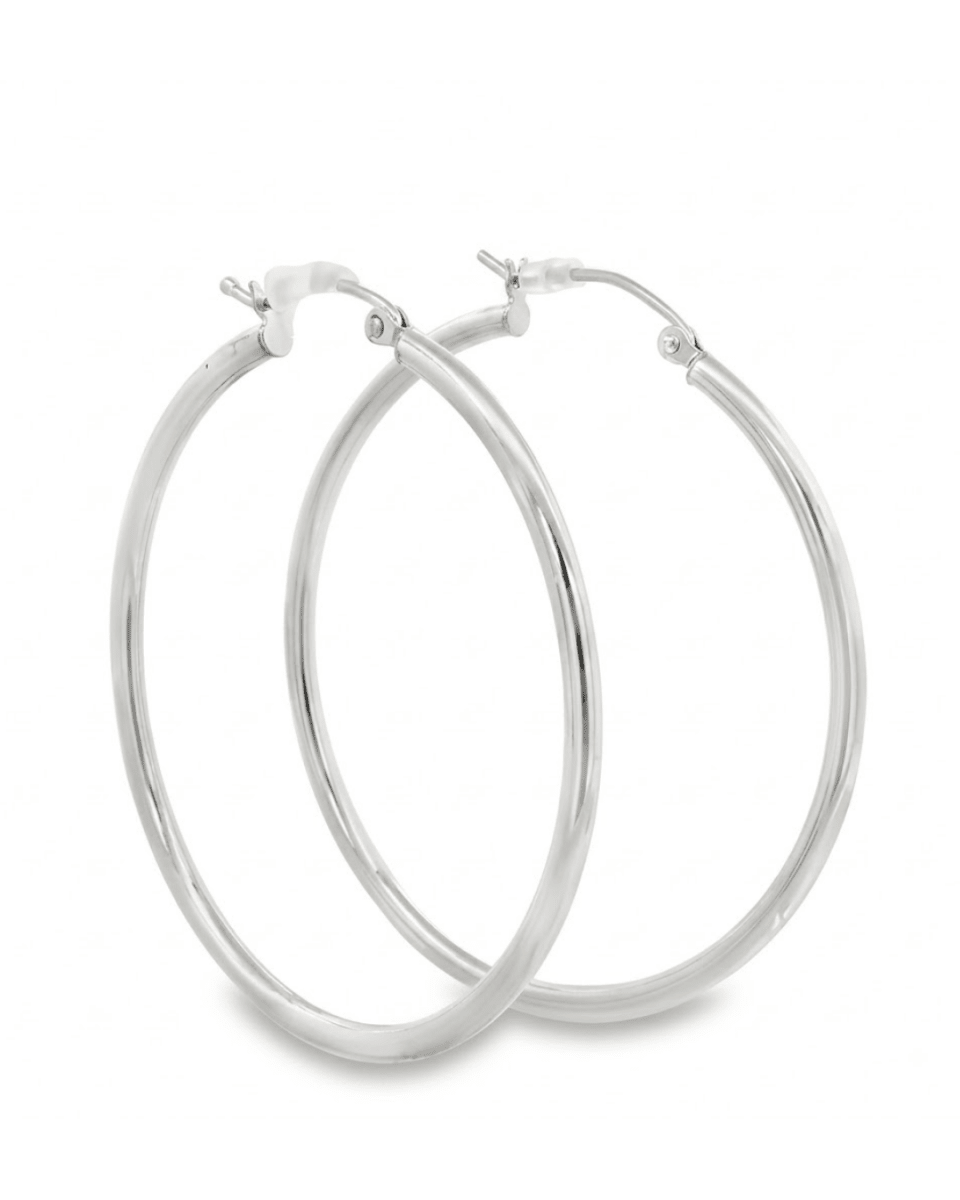 Gold Hoop Earrings in White Gold (425-33371)