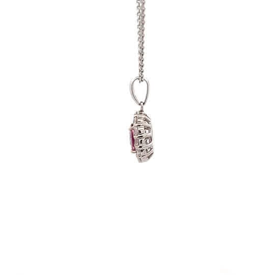 Halo Setting Pendant Pink Spinel and Diamonds in white gold (230-01300)