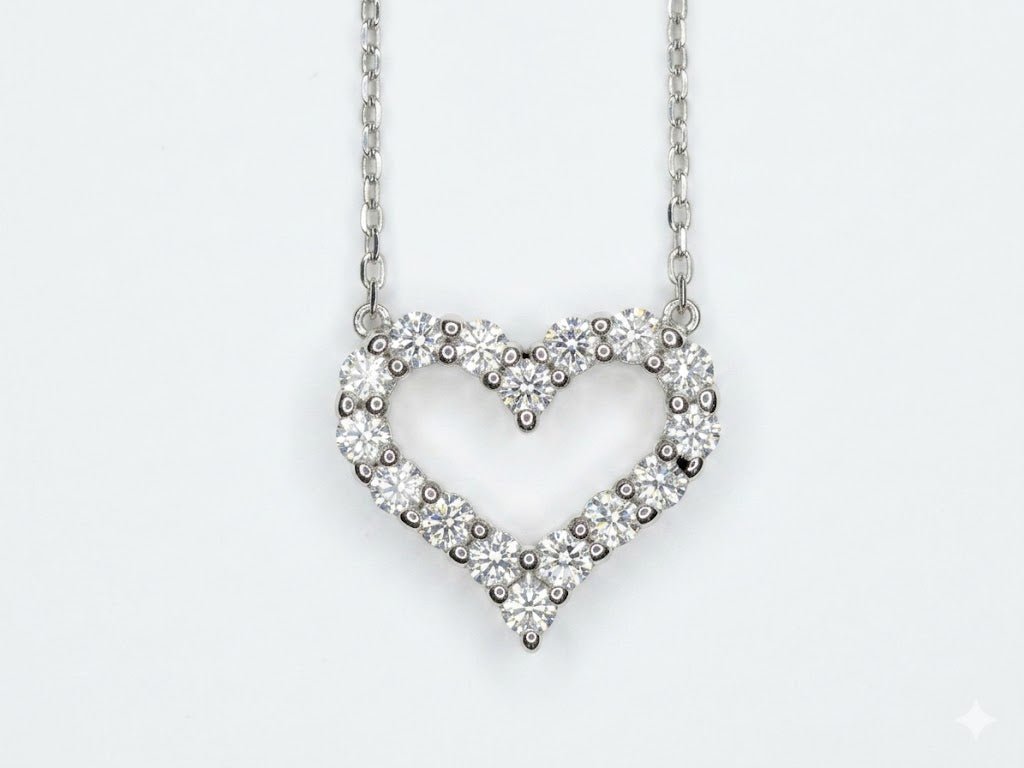 Heart Shaped Pendant with Round Diamonds in White Gold