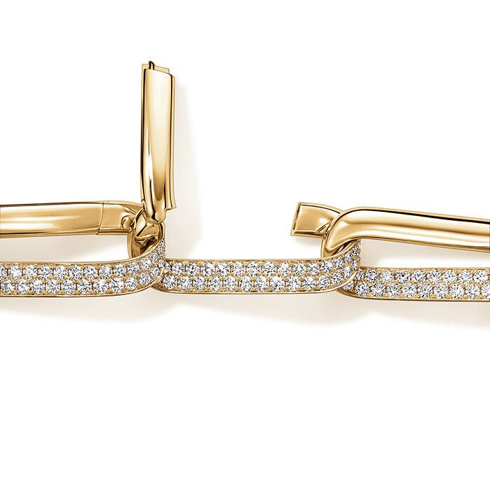 Hearts On Fire 7 Yellow Gold Cable Link Bracelet with 3.96ctw Hearts On Fire Cut G/H Vs2 Diamonds in 18K Yellow Gold (3.96ctw)