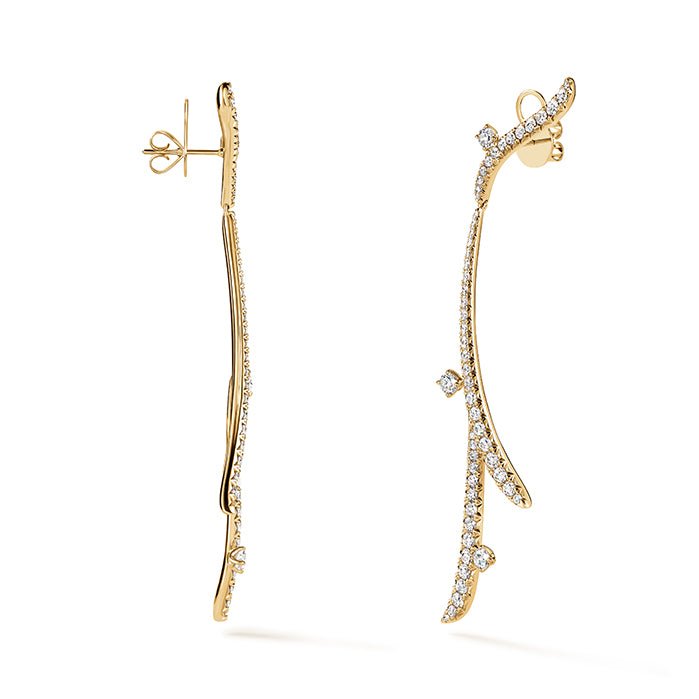 Hearts On Fire French Cut Pavé Diamond Drop Earrings in 18K Yellow Gold (4.37ct)