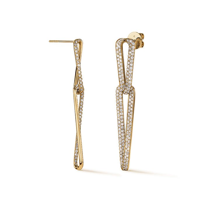 Hearts On Fire Inside/Out Pave Link Earrings in 18K Yellow Gold (1.5ct)