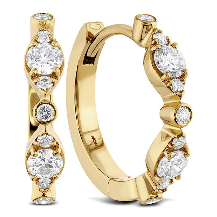 Hearts On Fire Small Hoop Bezel Regal Earrings in 18K Yellow Gold (0.34ct)