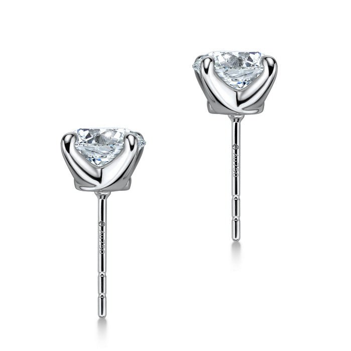 Hearts on Fire Stud Earrings with Polished 24 Karat Hearts Cut Diamond in 18K White Gold (3.26ct)
