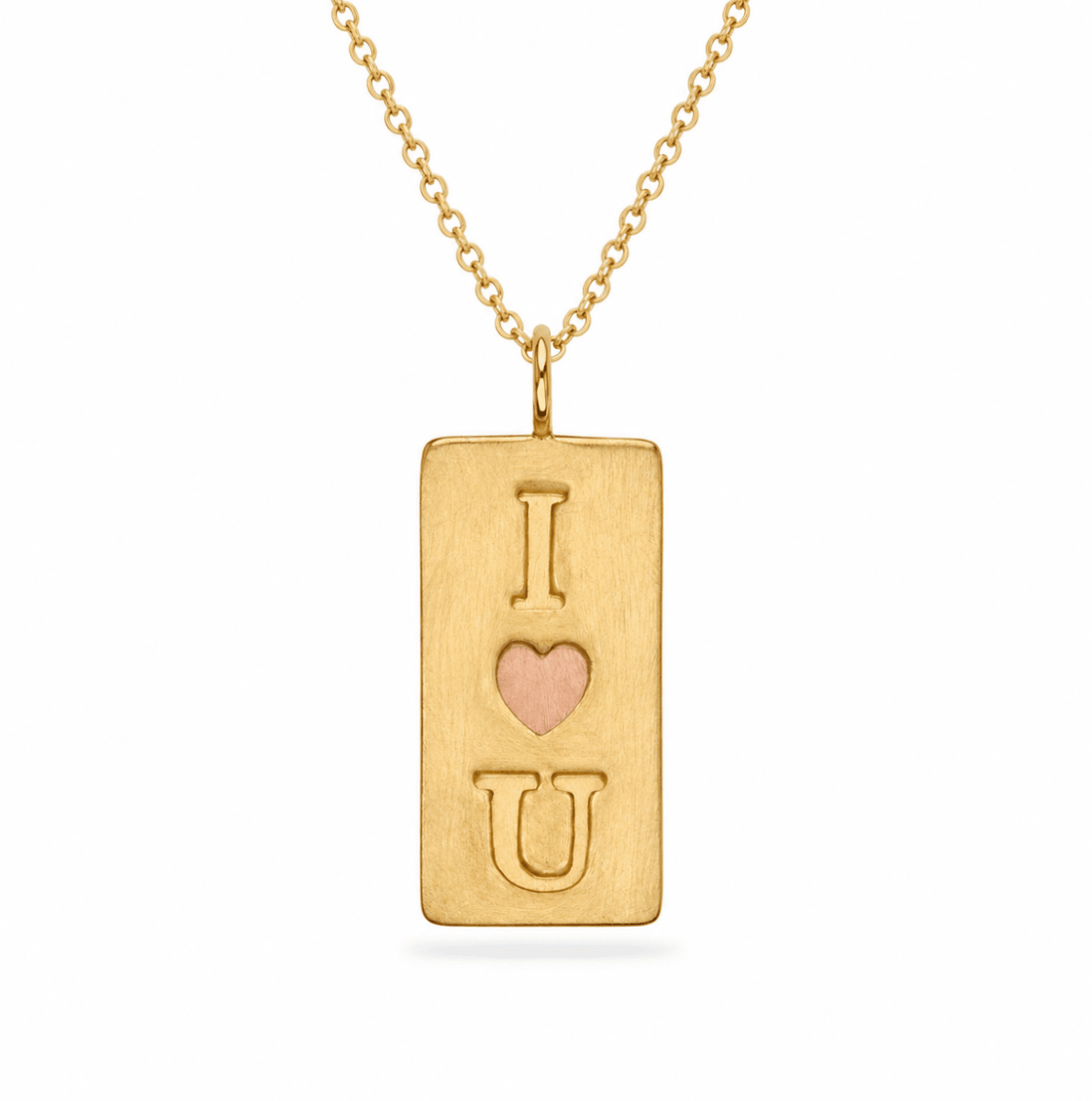 I Love You Brushed Pendant in Yellow Gold (435-00767)
