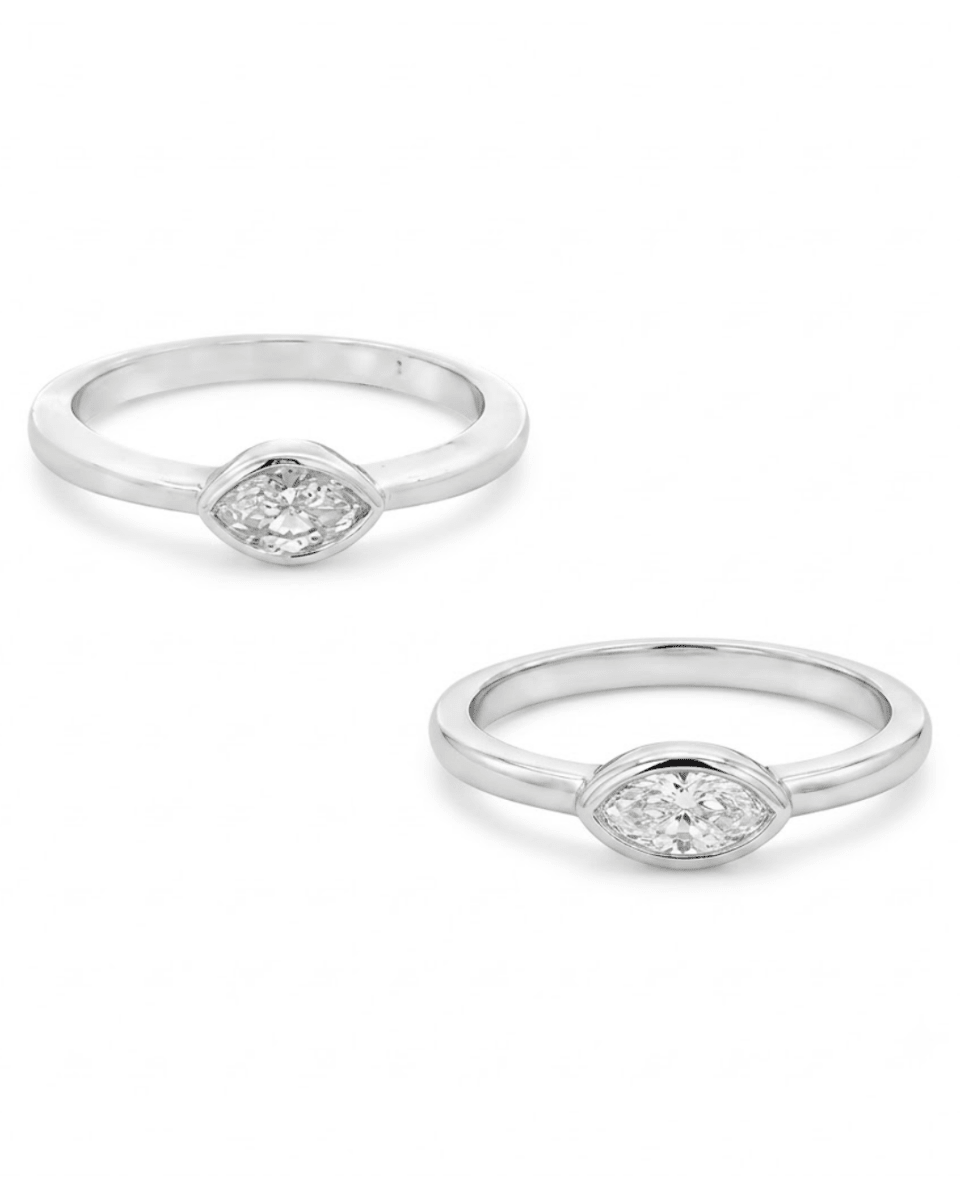 Marquise Bezel Set Fashion Ring in White Gold (130-33165)
