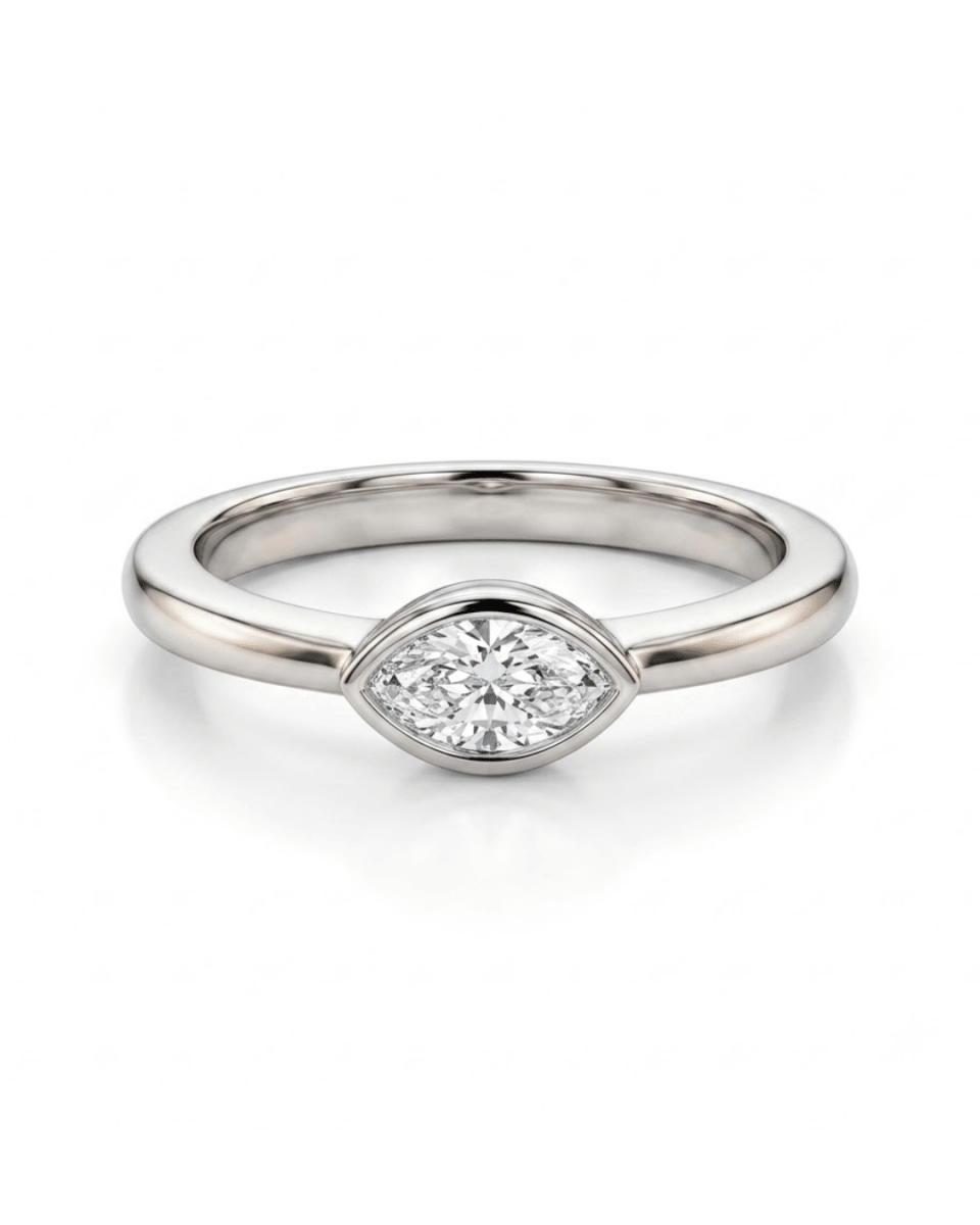 Marquise Bezel Set Fashion Ring in White Gold (130-33165)
