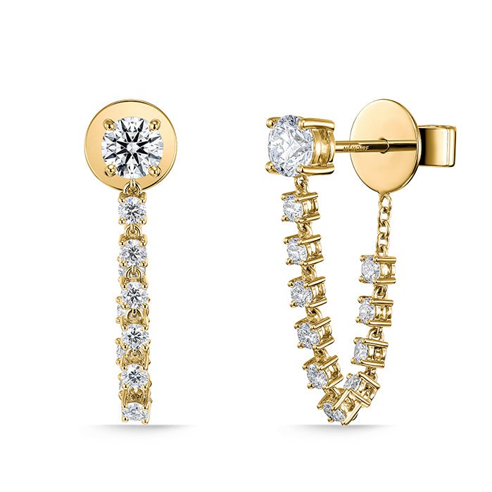 Memoire Draped Stiletto Earrings in 18K Yellow Gold (1.1ct)