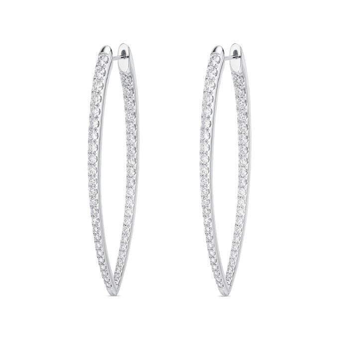 Memoire Imperial Diamond Hoop Earrings in 18K White Gold (3.38ct)