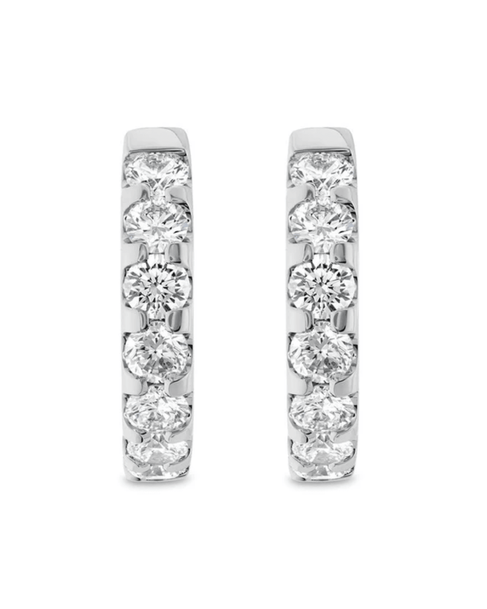 Memoire Odessa Prong Set Diamond Huggie Earrings in 18K White Gold (0.53ct)