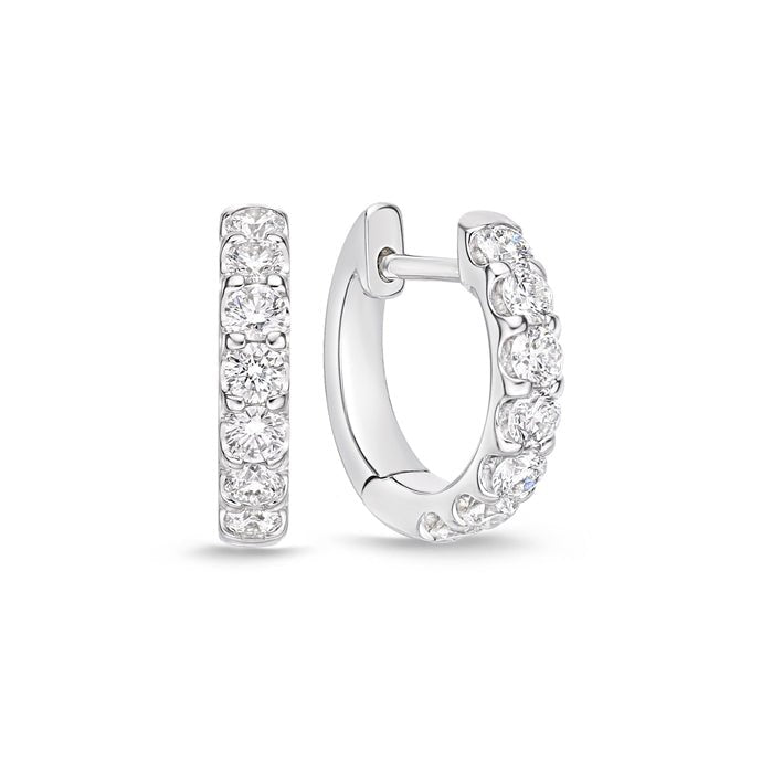 Memoire Odessa Prong Set Diamond Huggie Earrings in 18K White Gold (0.53ct)
