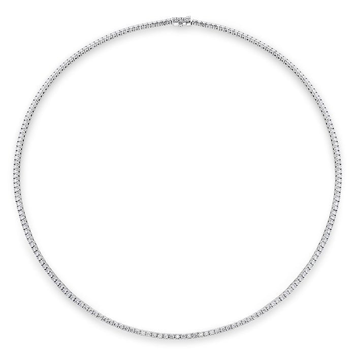 Memoire Round Diamond Uniform Line Necklace in 18K White Gold (5.19ct)