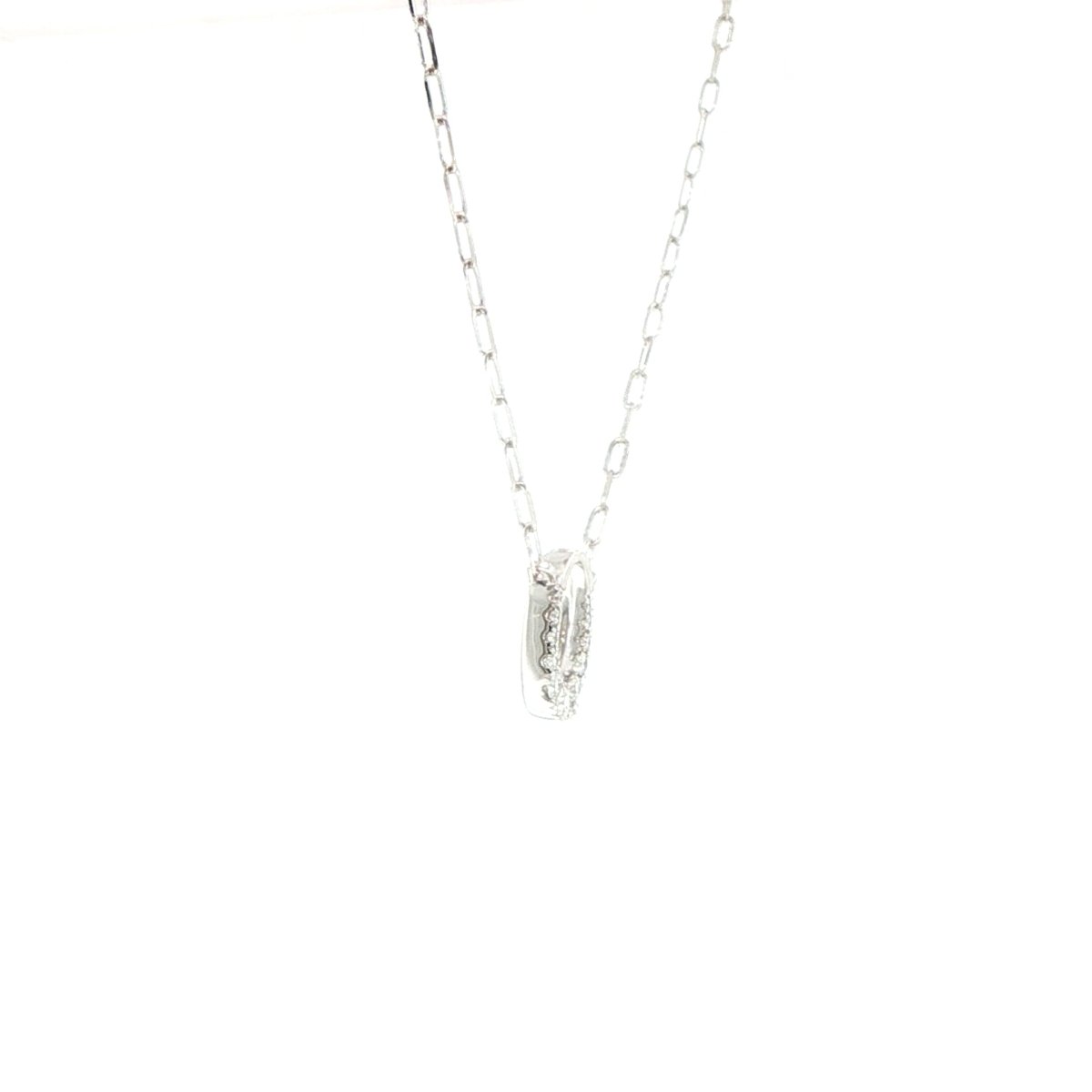 Mini Vertical Clip Oval Pendant in white gold (160-33579)