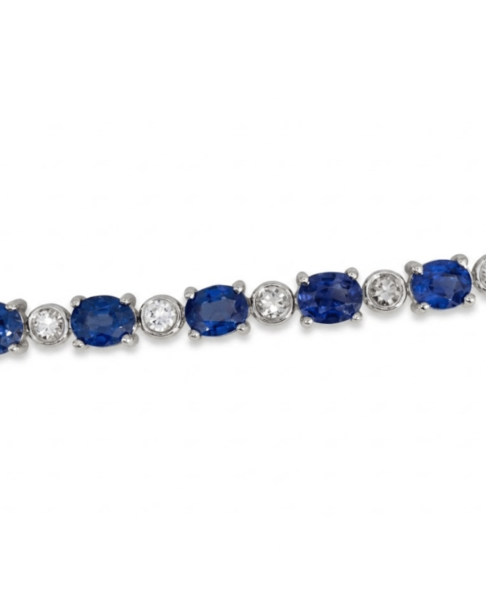 Oval Blue Sapphire Tennis Bracelet in White Gold (240-00198)