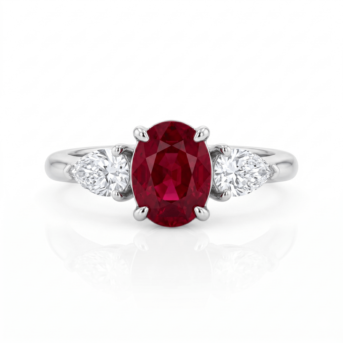 Oval - Cut Ruby & Pear - Cut Diamond Fashion Ring (200 - 01313)