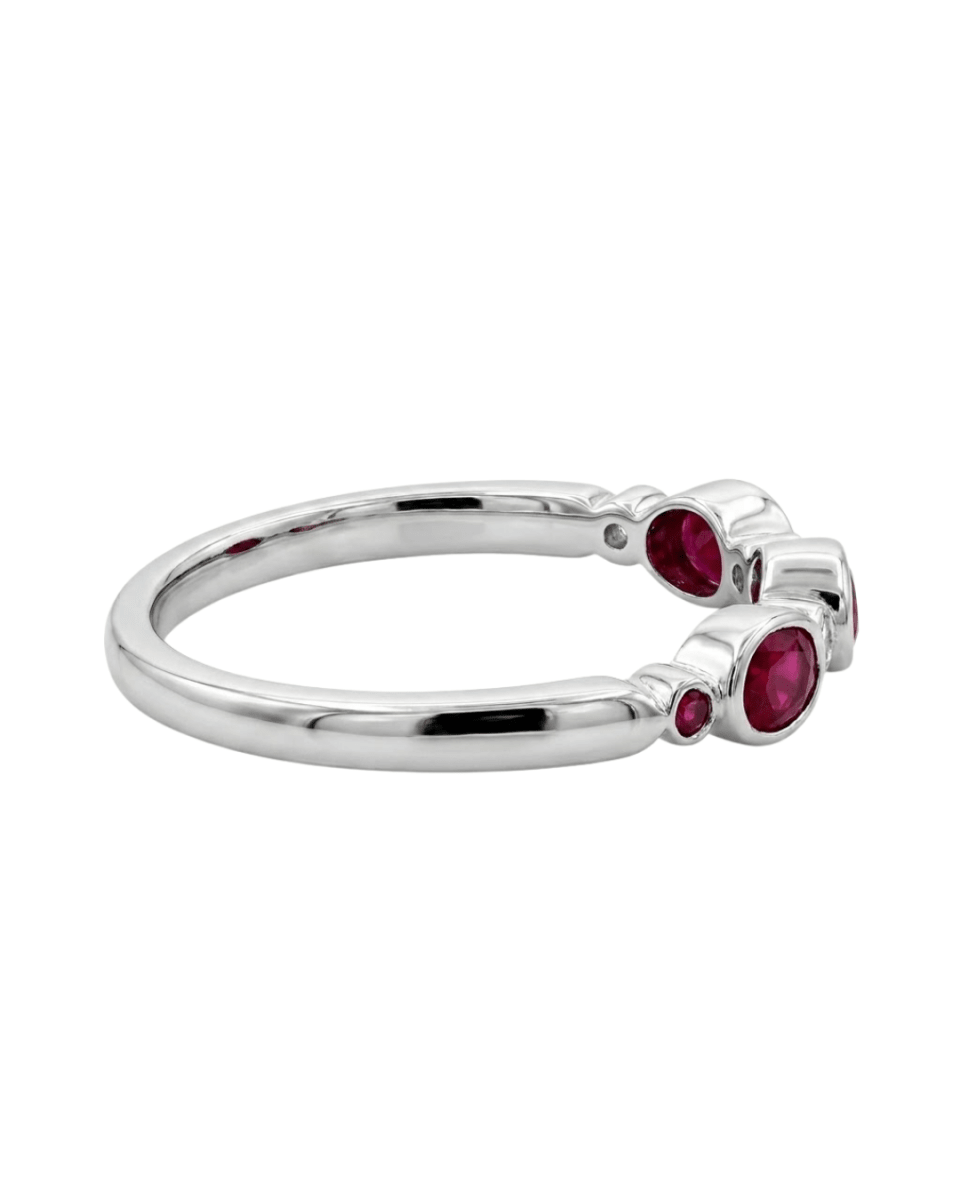 Oval Ruby and Diamond Bezel Fashion Ring in White Gold (200 - 01278)