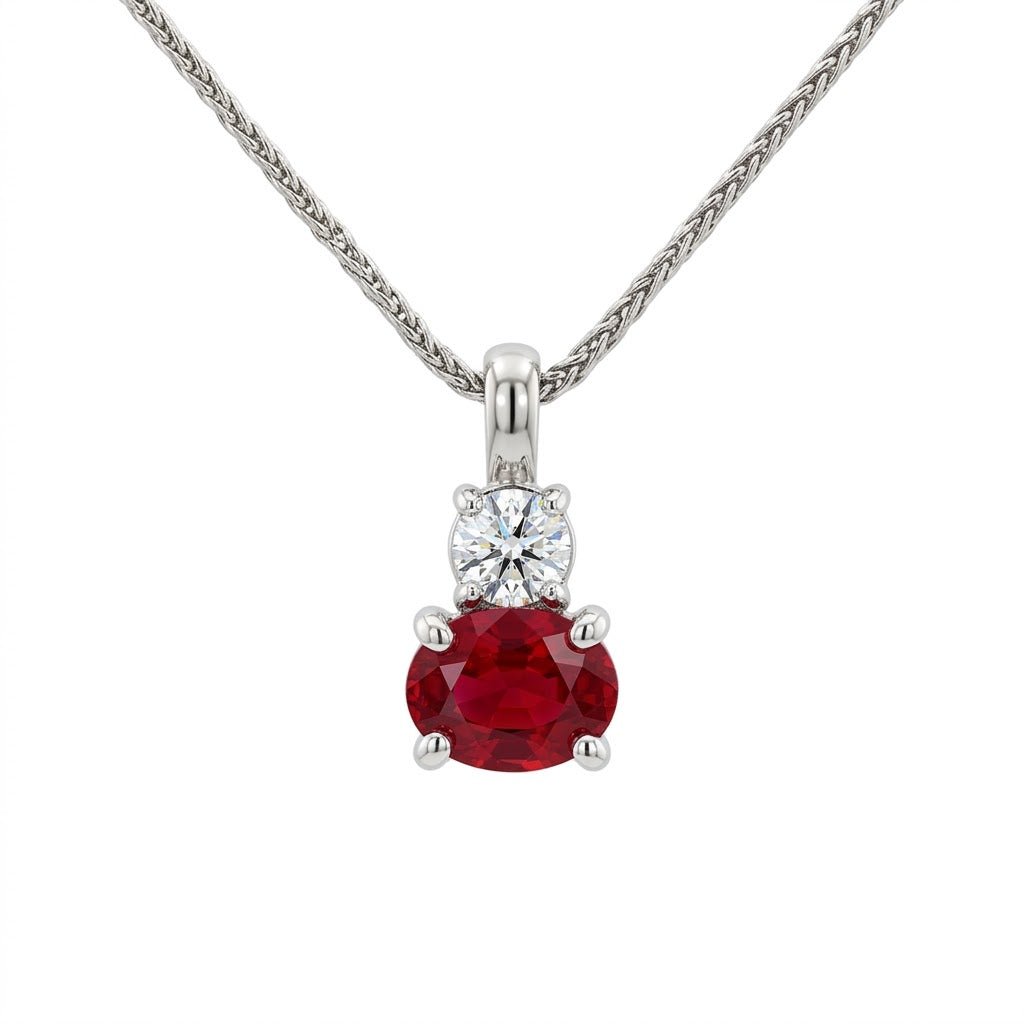 Oval Ruby and Diamond Pendant
