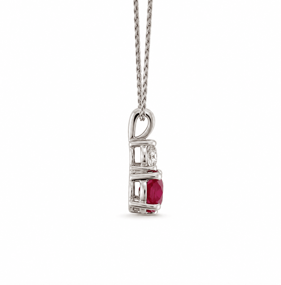 Oval Ruby and Diamond Pendant in white gold (230-01525)