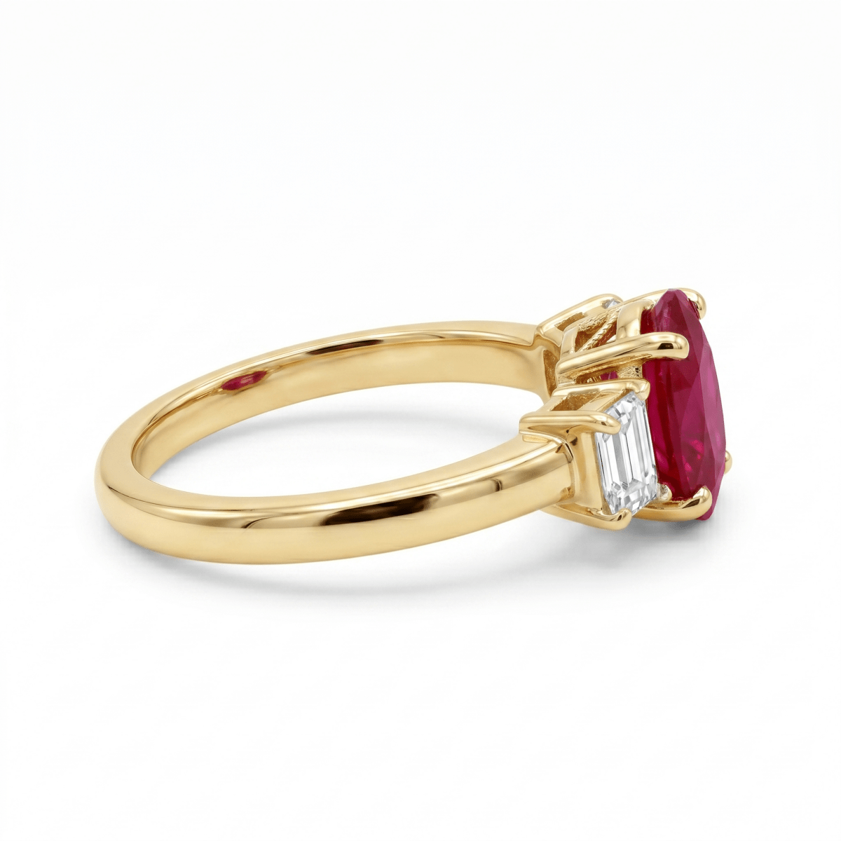 Oval Ruby & Baguette Diamond Fashion Ring (200 - 01335)
