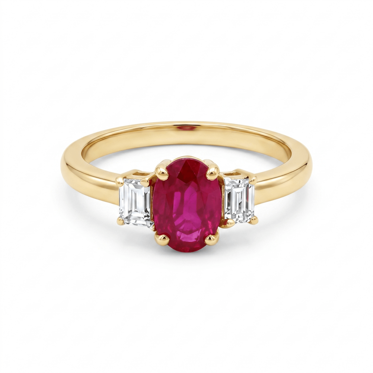 Oval Ruby & Baguette Diamond Fashion Ring (200 - 01335)