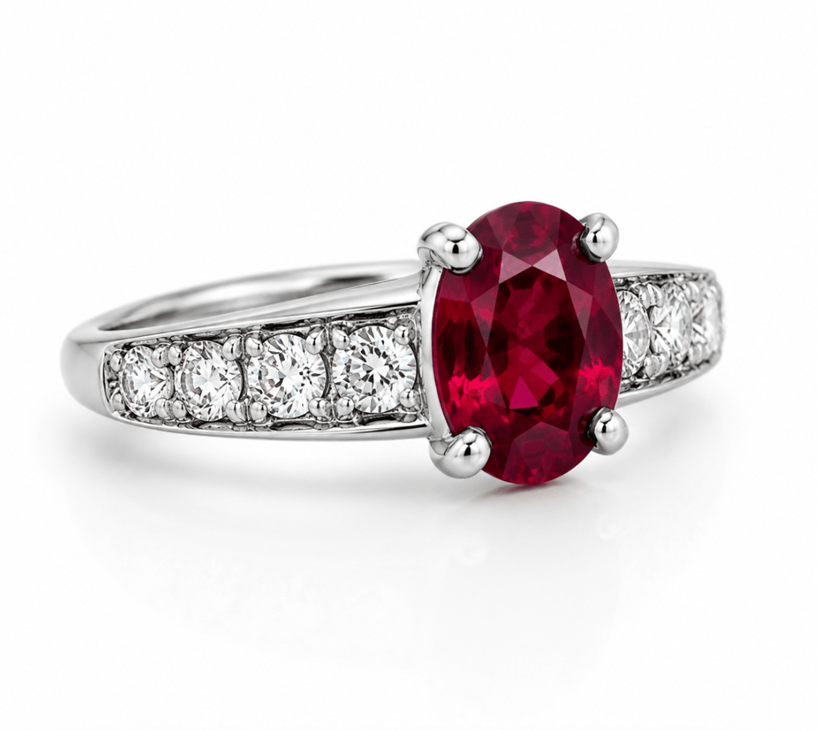 Oval Ruby & Diamond Fashion Ring In Platinum (200-01284)