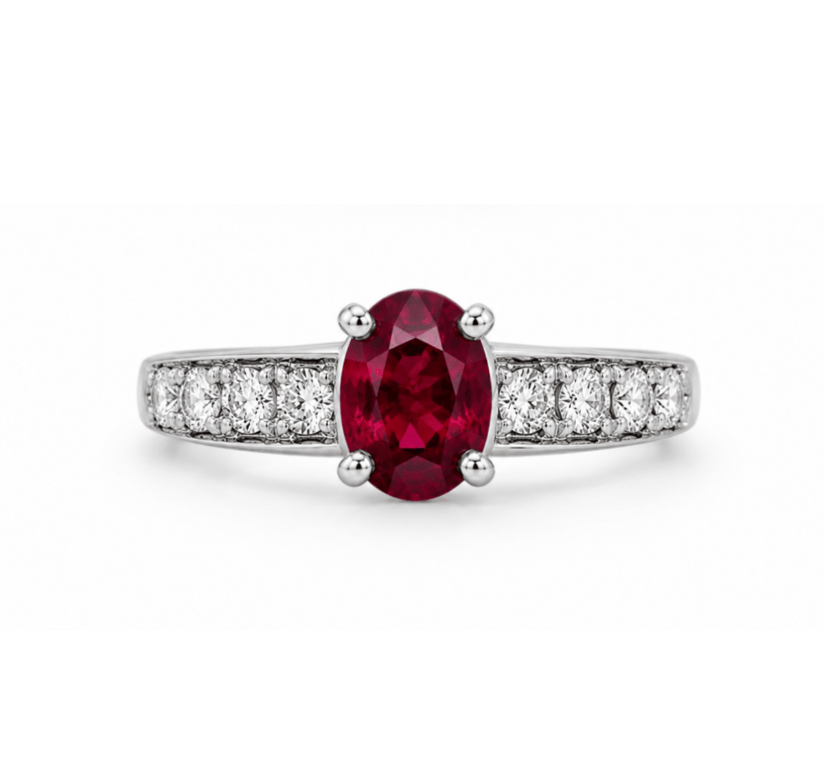 Oval Ruby & Diamond Fashion Ring In Platinum (200-01284)
