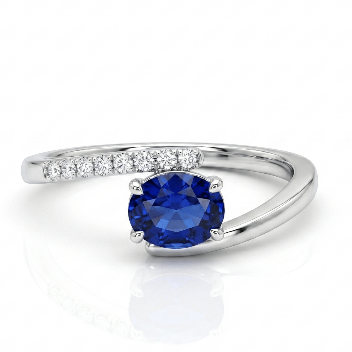 Oval Sapphire & Diamond Closed Bypass Fashion Ring (200 - 01361)