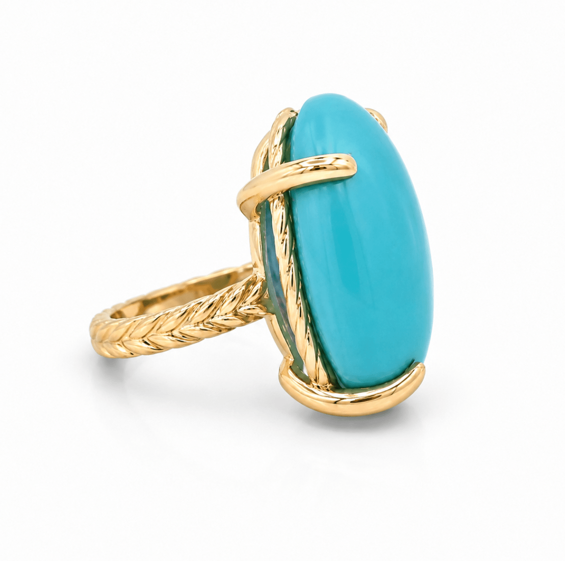 Oval Turquoise Fashion Ring in Yellow Gold (200-01327)