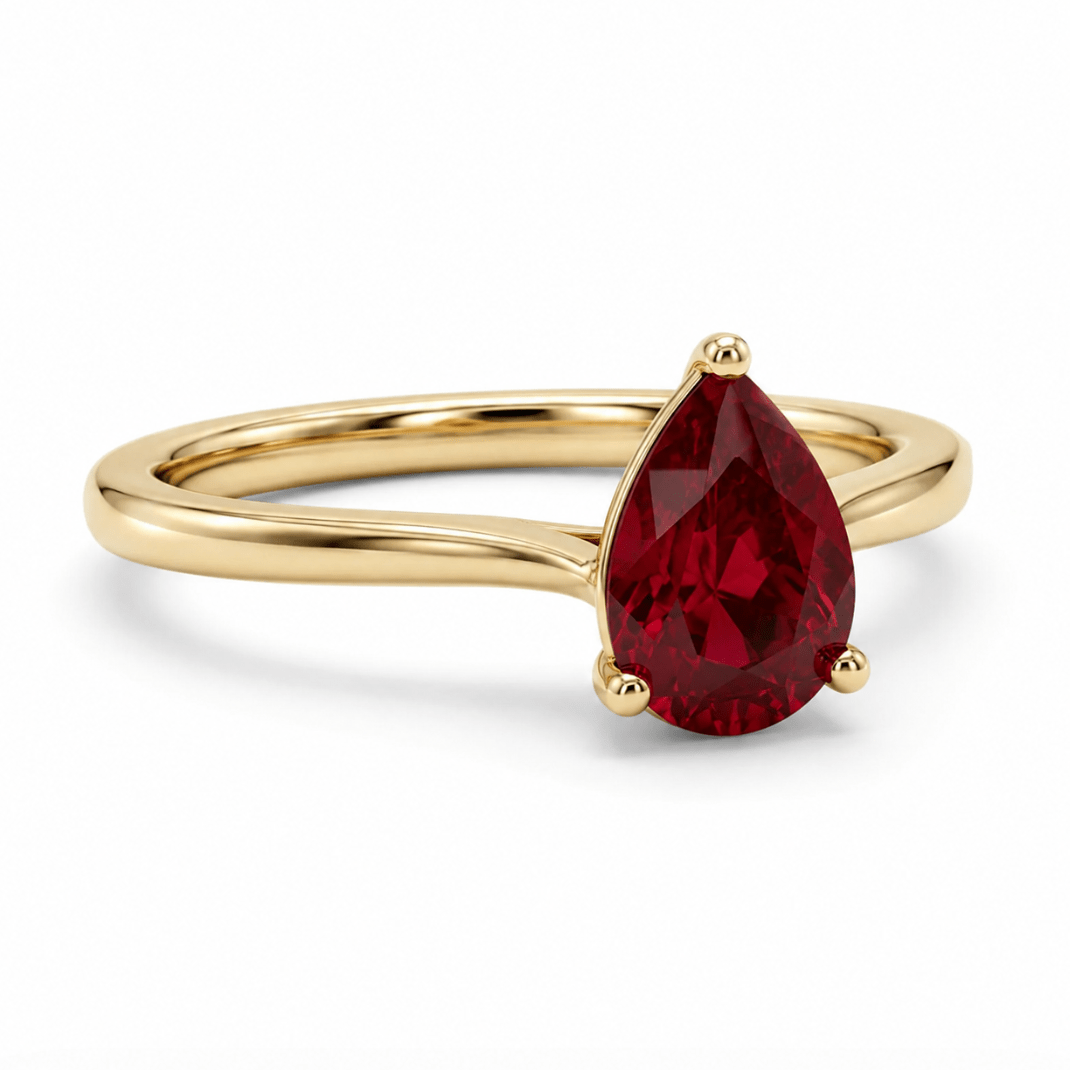 Pear-cut Ruby Fashion Ring in Yellow Gold (200-01343)