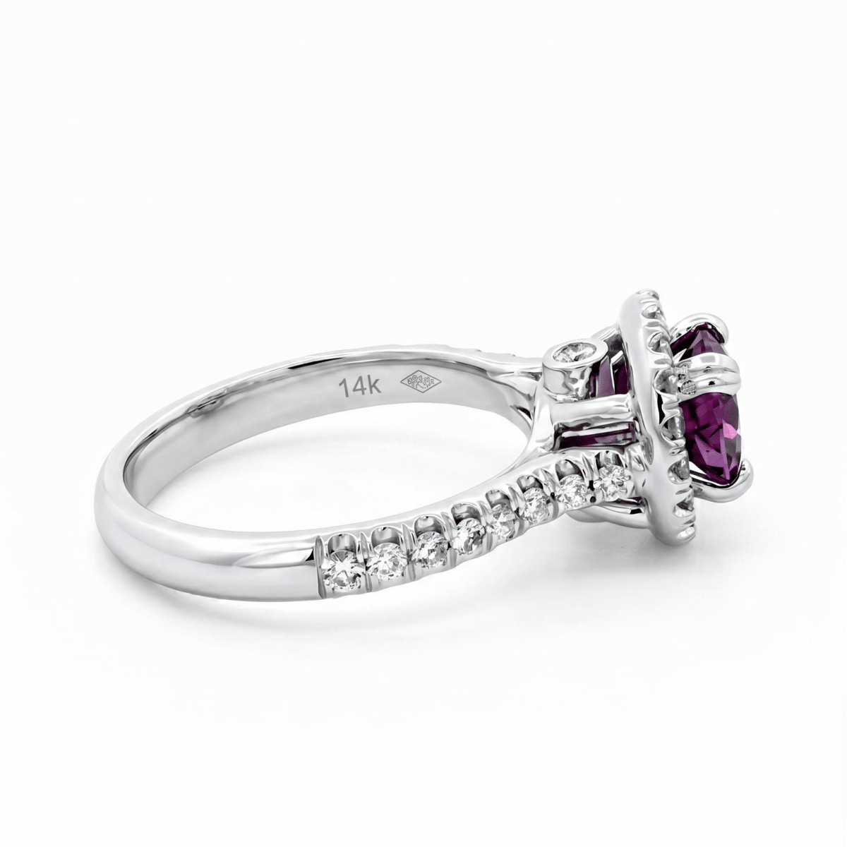 Purple Sapphire Halo Setting Fashion Ring (200 - 01351)