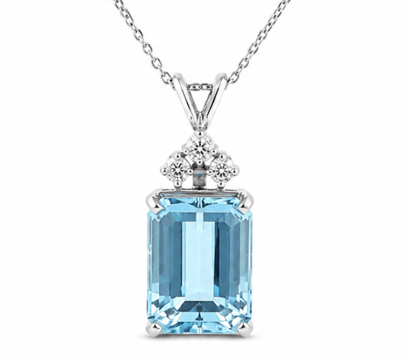 Rabbit Ear Aquamarine Pendant in white gold (230-01385)