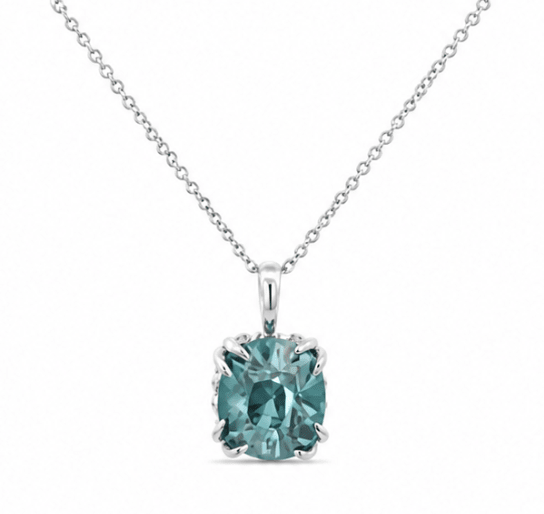 Rabbit Ear Aquamarine Pendant in White Gold (230-01389)