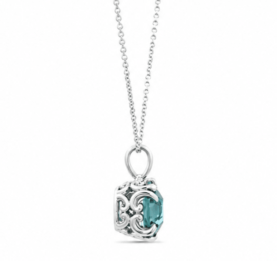 Rabbit Ear Aquamarine Pendant in White Gold (230-01389)