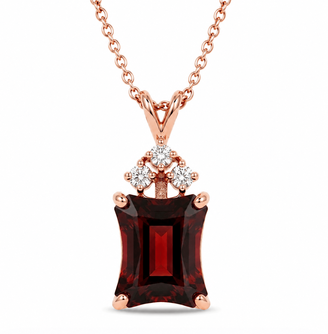 Rabbit Ear Garnet Pendant in Rose Gold (230-01433)