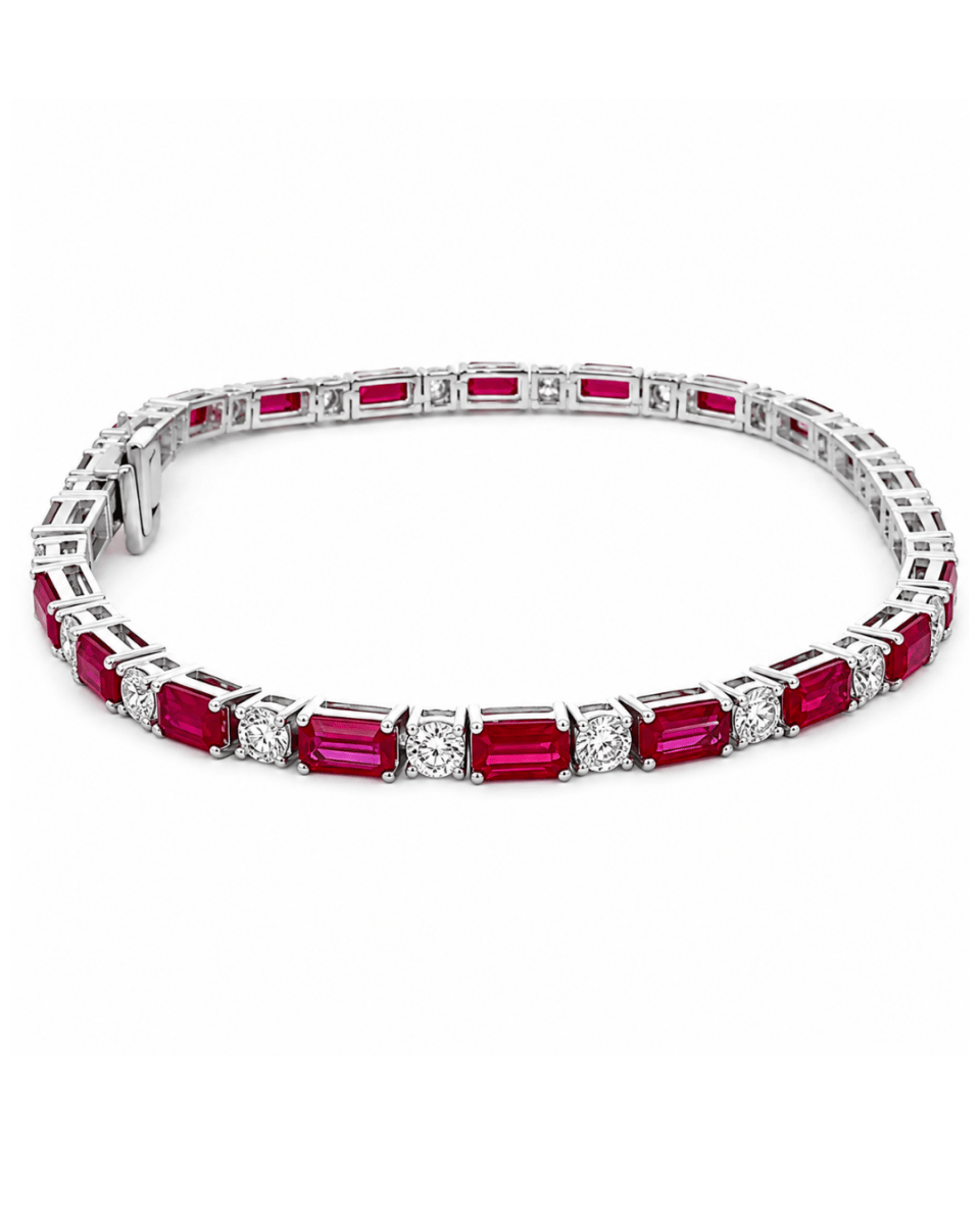 Red Ruby Tennis Bracelet in White Gold (240-00181)