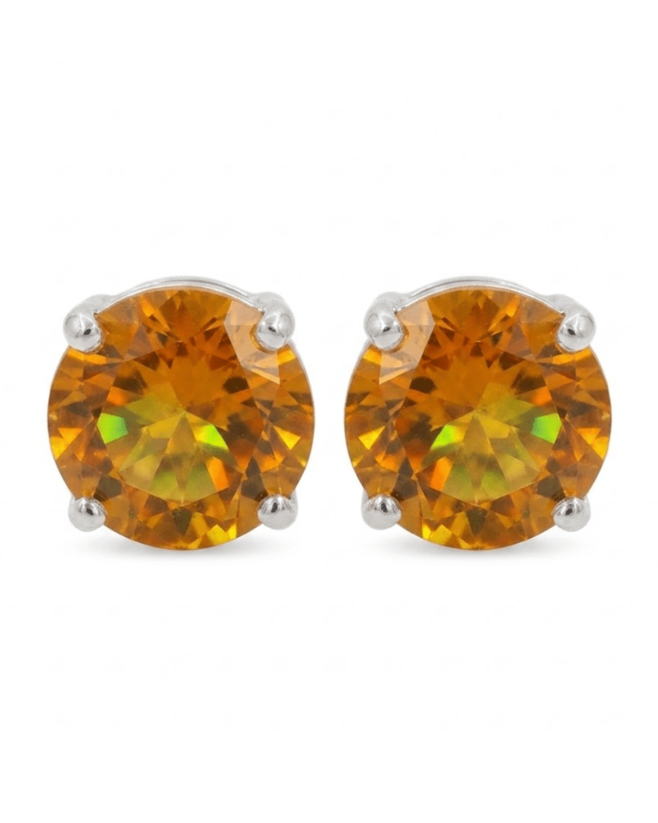 Round Citrines Stud Earrings in Yellow Gold (210-01340)