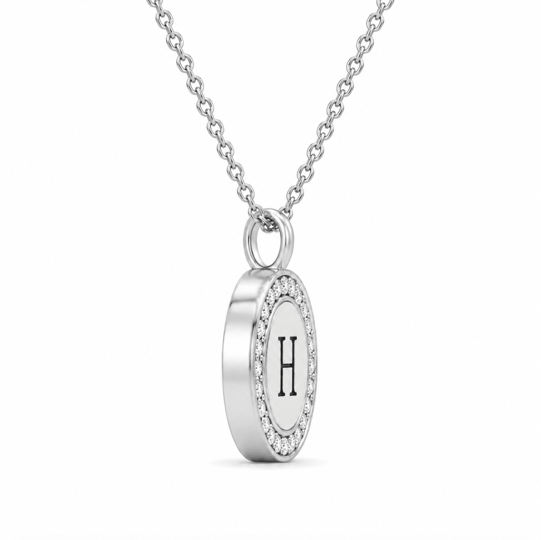 Round Diamond Initial Pendant in Sterling Silver (435-00700)