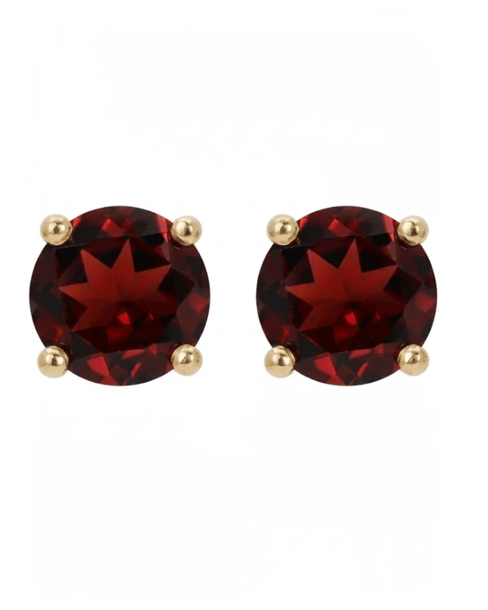 Round Garnets Earrings in Yellow Gold (210-01610)