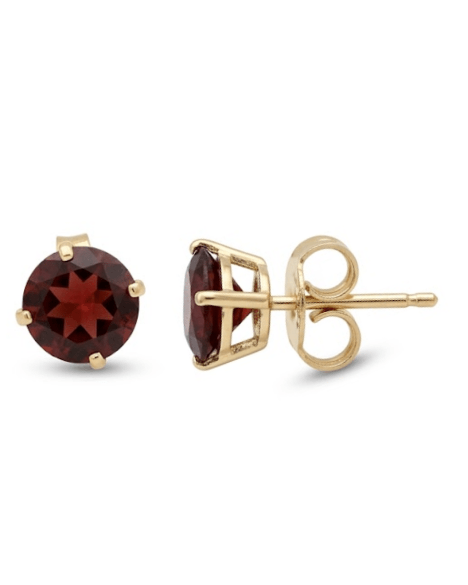 Round Garnets Earrings in Yellow Gold (210-01610)