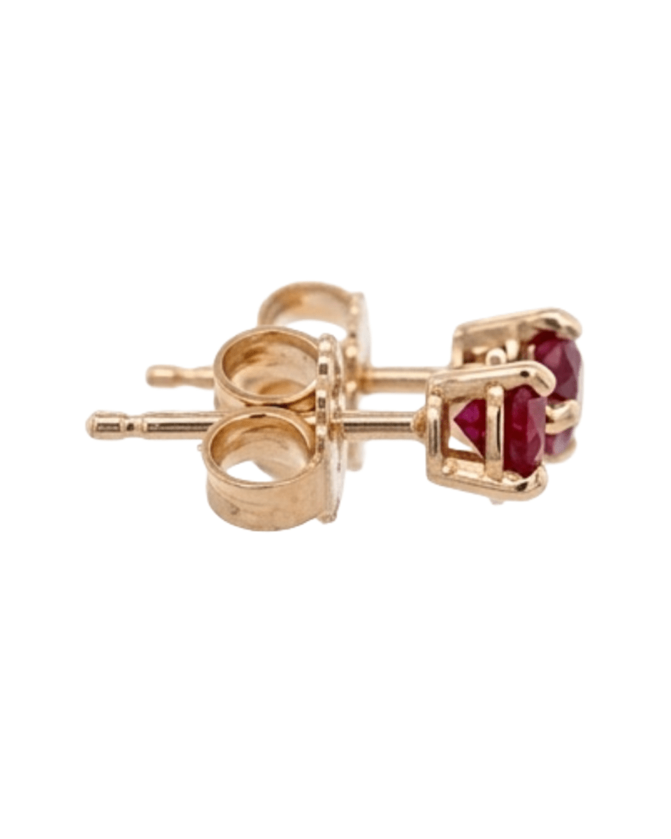 Round Ruby Stud Earrings in Yellow Gold (210-01505)