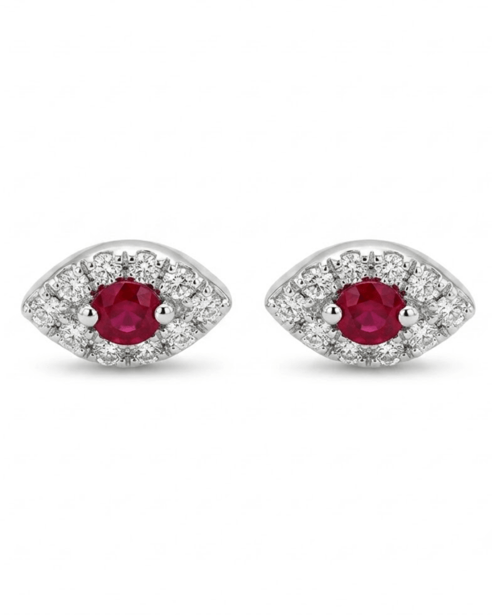 Ruby and Diamond Earring in White Gold (210-01645)