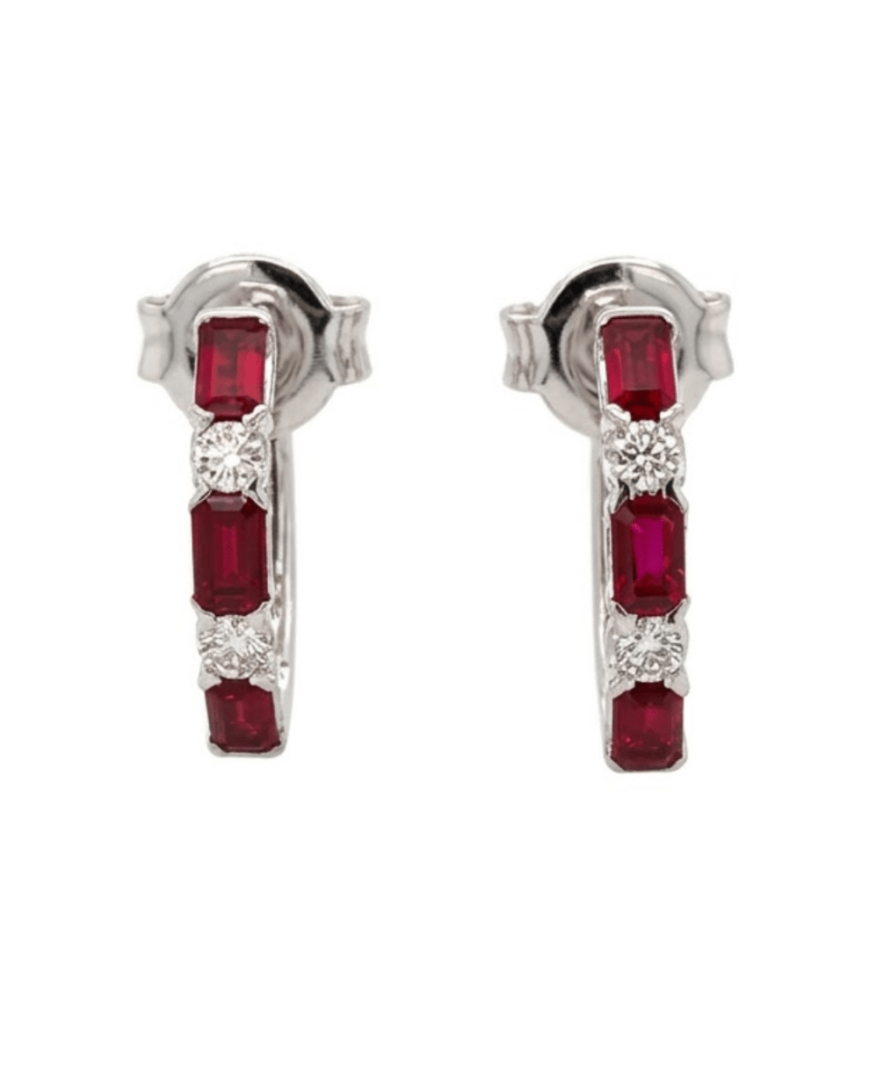 Ruby Diamond Earrings in White Gold (210-33158)